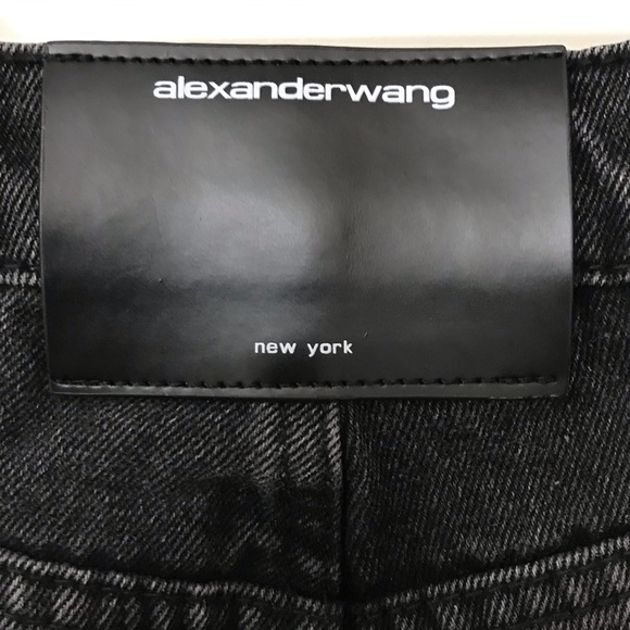 New Alexander Wang Bite High Rise Denim Shorts Rigid Black Jean Cut Off 28 - Picture 9 of 13